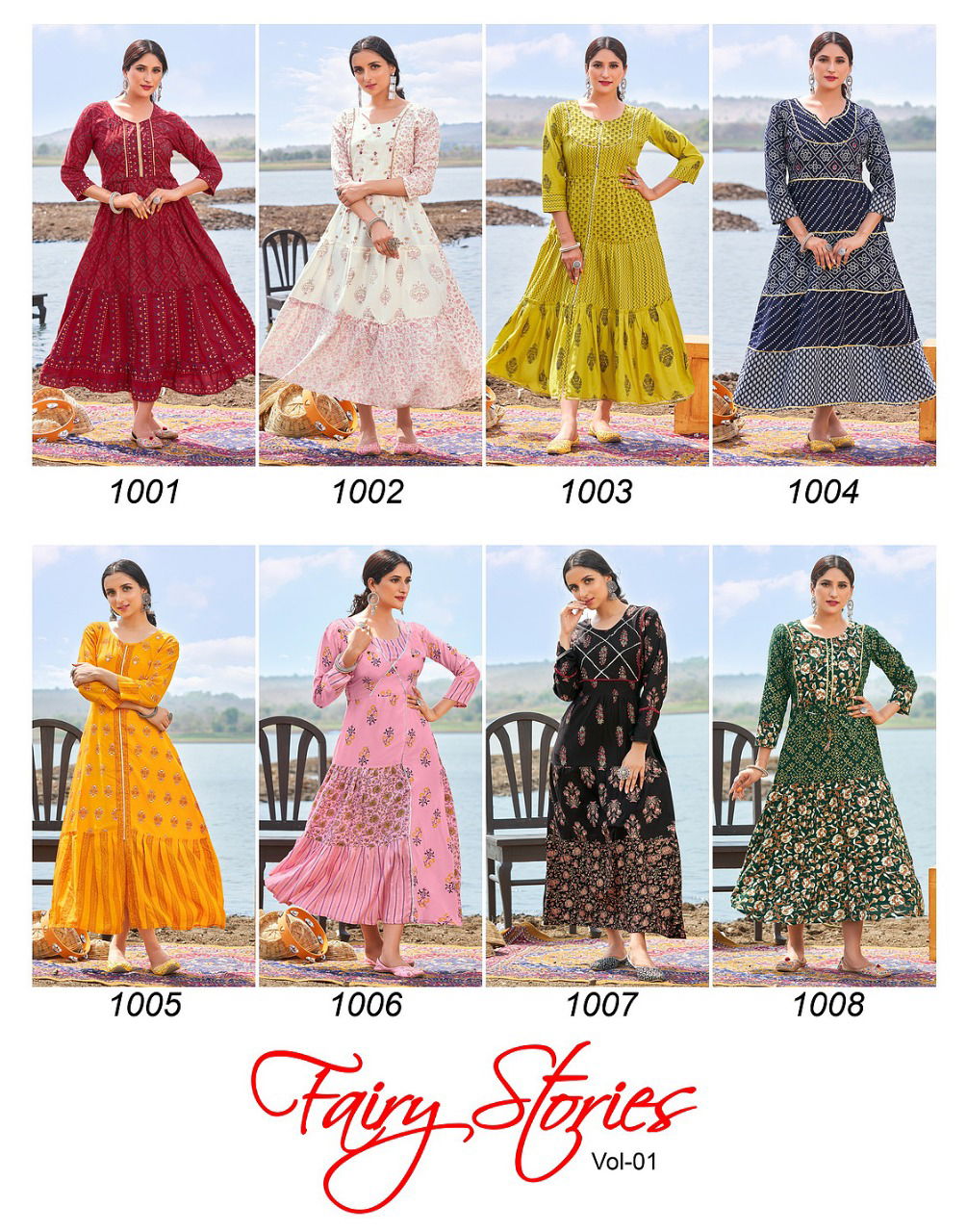 Banwery Fairy Stories 1 Rayon Printed Party Wear Long Anarakli Kurti Collection